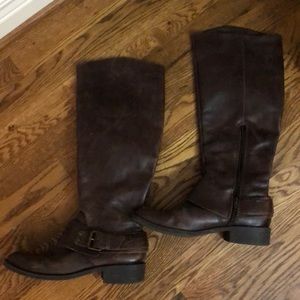 Brown below the knee riding boots